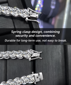 Classic Silver Tennis Bracelet | Round-Cut Four-Prong Setting | Elegant Fine Jewelry - Image 5