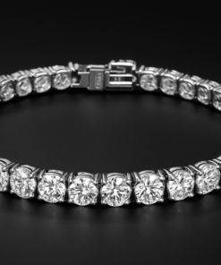 Classic Silver Tennis Bracelet | Round-Cut Four-Prong Setting | Elegant Fine Jewelry - Image 3