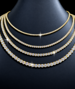 Gold-Plated Moissanite Tennis Necklace | Multi-Layer Stacking Design | Lab-Grown Diamond Alternative with 2.5x Fire