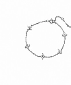 S925 Sterling Silver Moissanite Four-Leaf Clover & Star Bracelet | Delicate Chain with Multiple Charms - Image 8