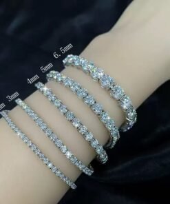 Alternative view of Luxury Gold-Plated Moissanite Tennis Necklace | Customizable Sizes 2mm-6.5mm | 2.5x Fire Diamond Alternative for Layering