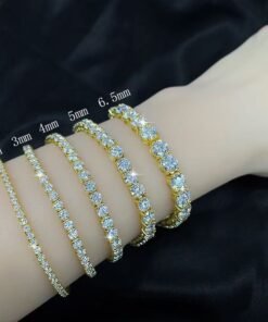 Luxury Gold-Plated Moissanite Tennis Necklace | Customizable Sizes 2mm-6.5mm | 2.5x Fire Diamond Alternative for Layering
