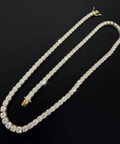 Alternative view of Gold-Plated Moissanite Tennis Necklace | Multi-Layer Stacking Design | Lab-Grown Diamond Alternative with 2.5x Fire
